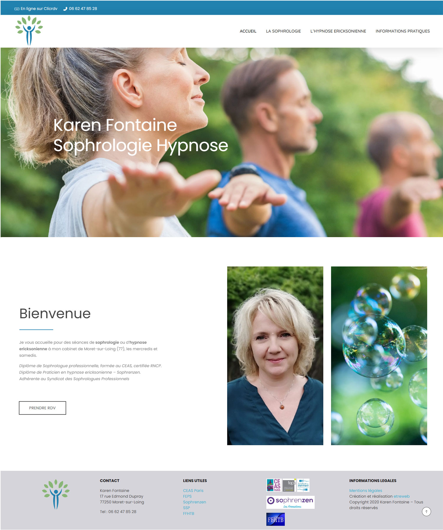 Etreweb création de sites internet - Karen Fontaine Sophrologie et Hypnose