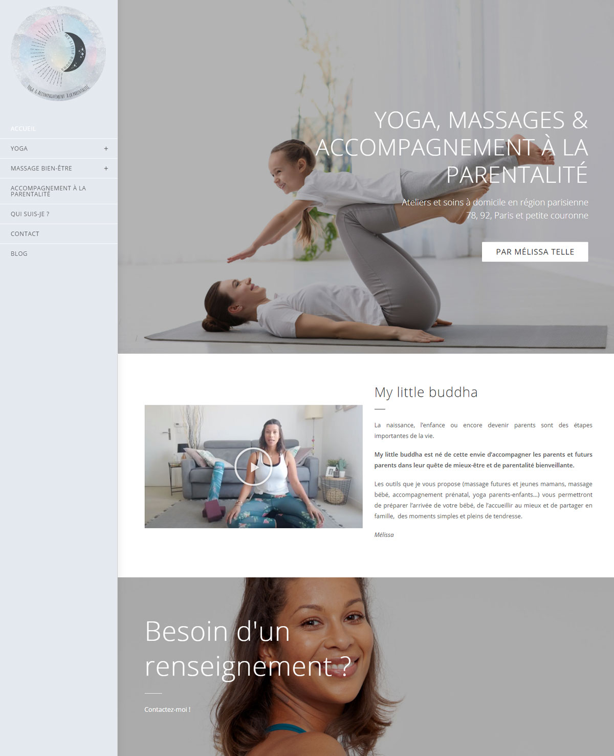 Etreweb création de sites internet - Melissa Telle massage yoga parentalité