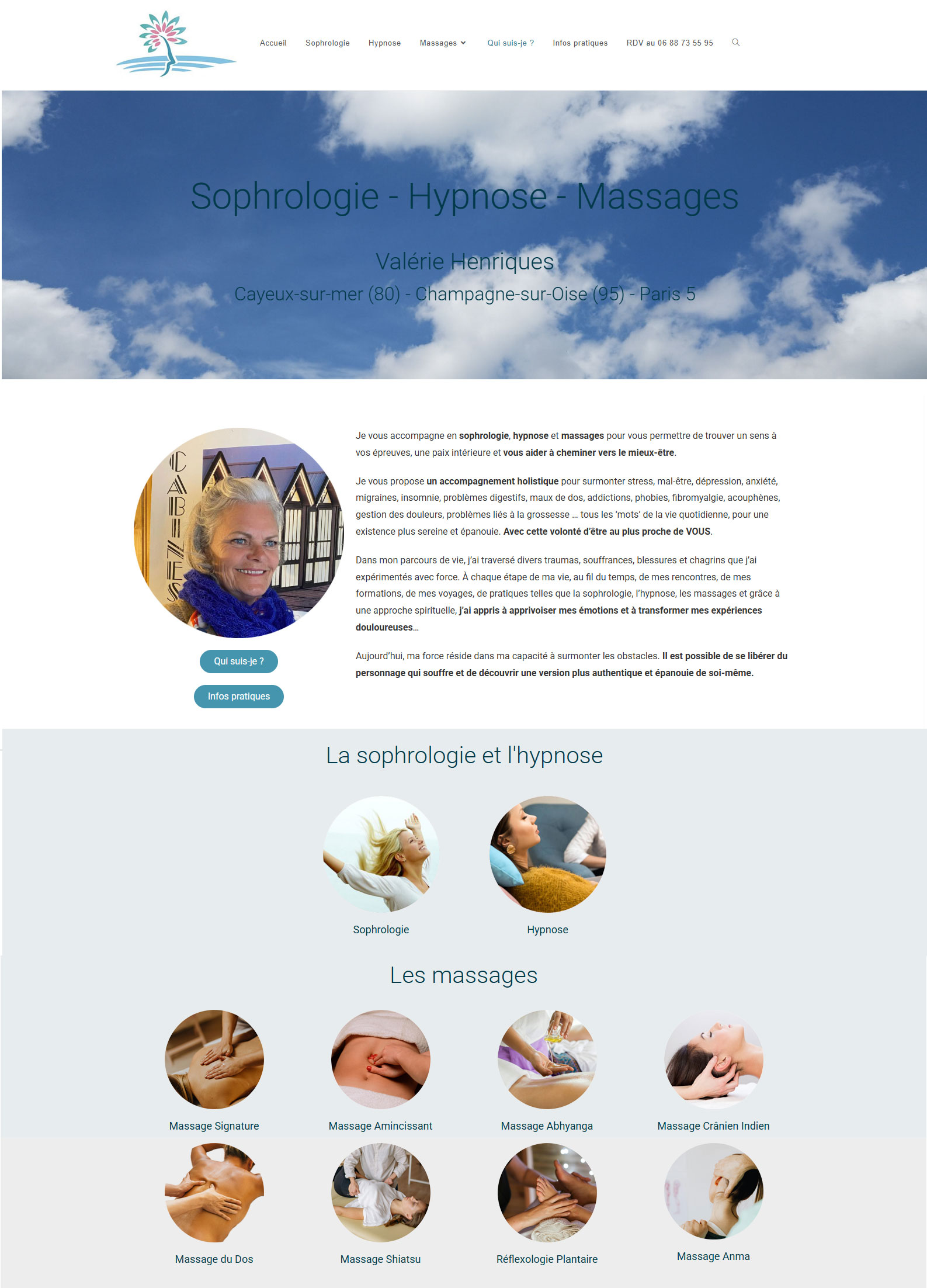 Etreweb crée le site internet de Valérie Henriques Sophrologie Hypnose Massages
