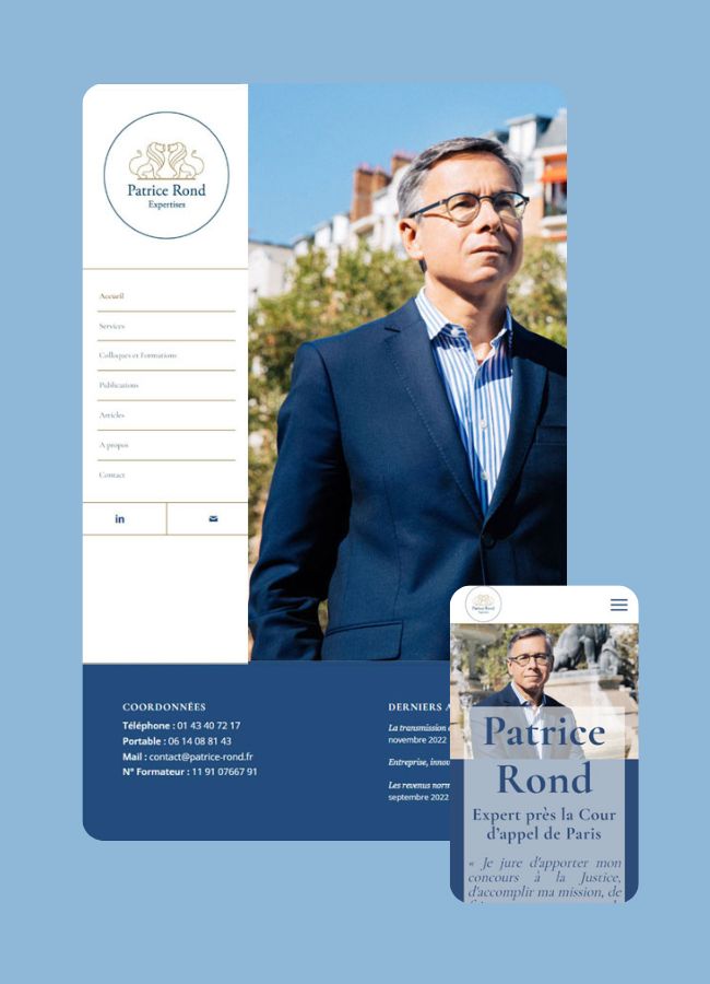 Maquette du site web réalisé par êtreweb pour Patrice Rond Consultant financier