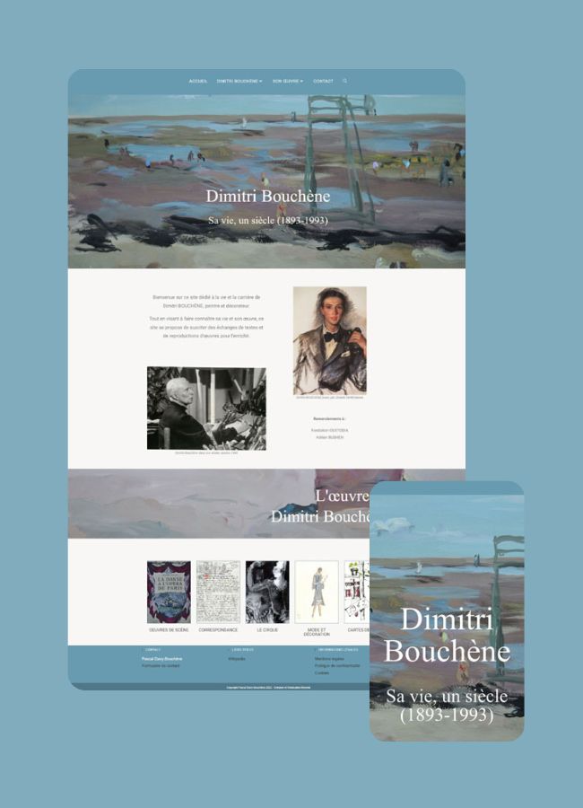 Maquette du site réalisé par êtreweb pour présenter l'œuvre de Dimitri Bouchene