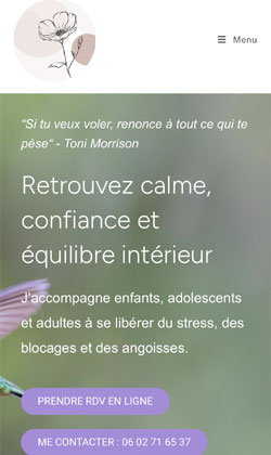 Version mobile du site réalisé par êtreweb pour Sylviane Tormen
