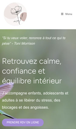 Version mobile du site réalisé par êtreweb pour Sylviane Tormen